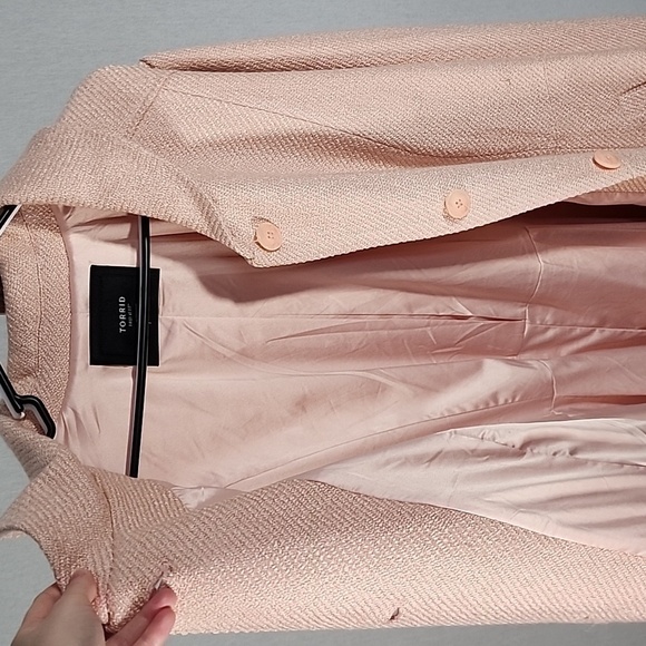 Torrid Blush Pink Wool Winter Button Down Fit and Flare Coat - Picture 10 of 11